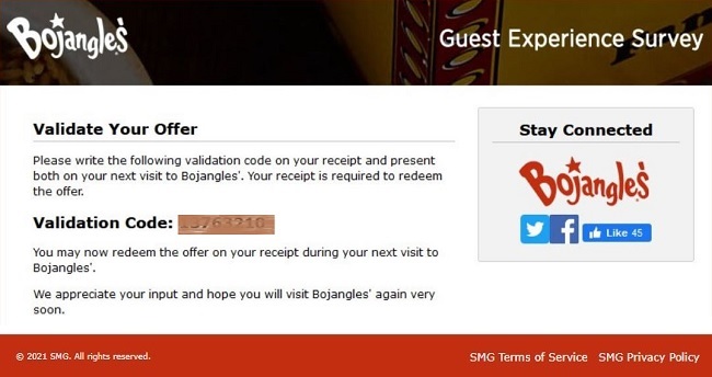 Bojangles' Guest Experience Survey