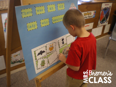 There Was an Old Lady Who Swallowed sequencing pictures, anchor chart, and book companions for EVERY book in the series!