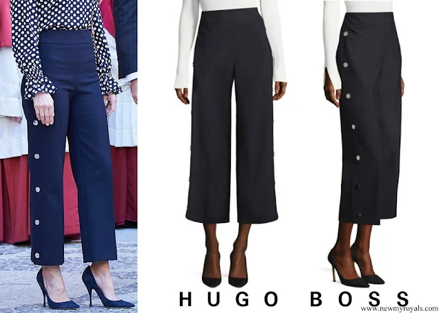 Queen Letizia wore HUGO BOSS High Waist Wide Leg Pants