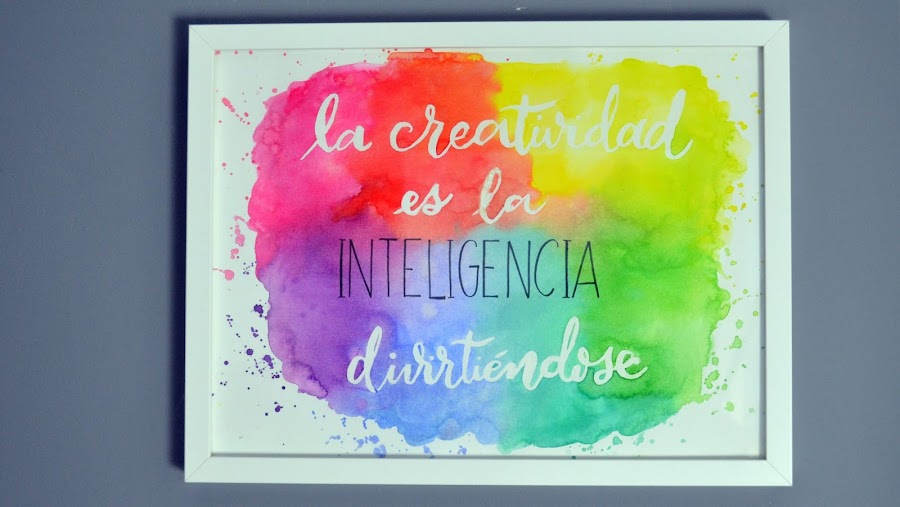 cuadro lettering acuarela