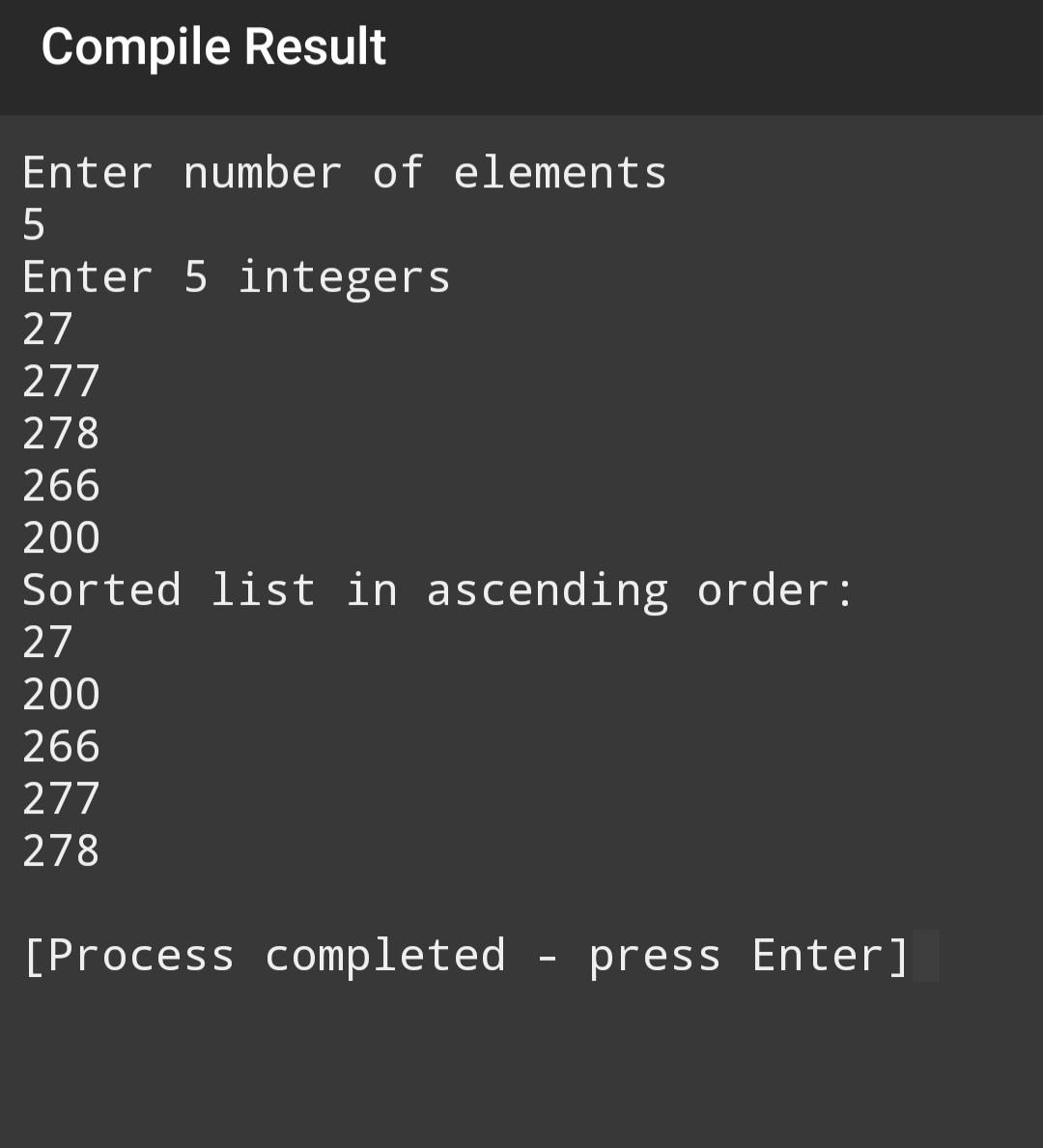 C Selection Sorting Project