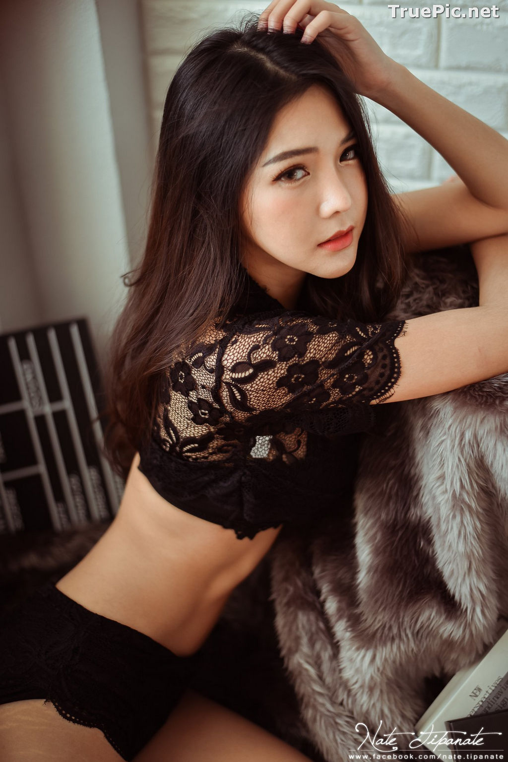 Image Thailand Model - Phitchamol Srijantanet - Black and White Lace Lingerie - TruePic.net - Picture-41