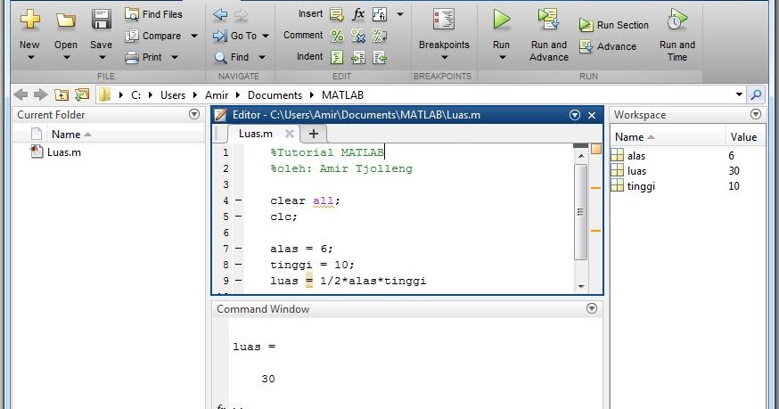 Catatan Amir: Cara Membuat Program di MATLAB