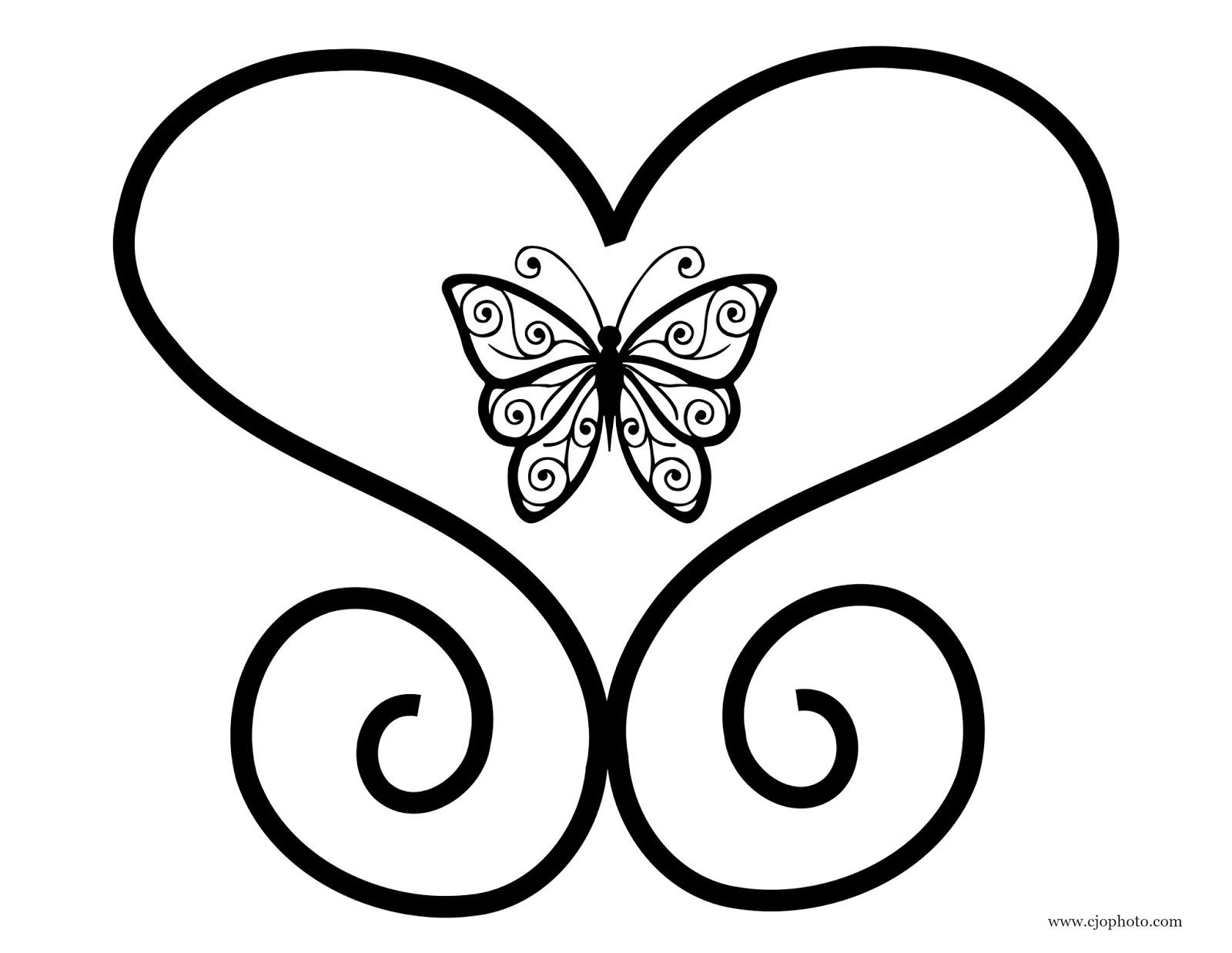 CJO Photo: Butterfly in Heart Coloring Page