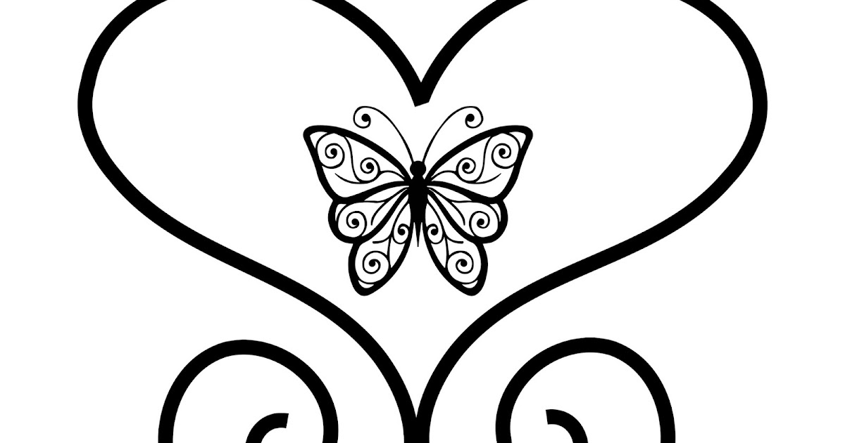 CJO Photo Butterfly in Heart Coloring Page
