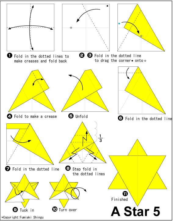Star 5 Easy Origami instructions For Kids