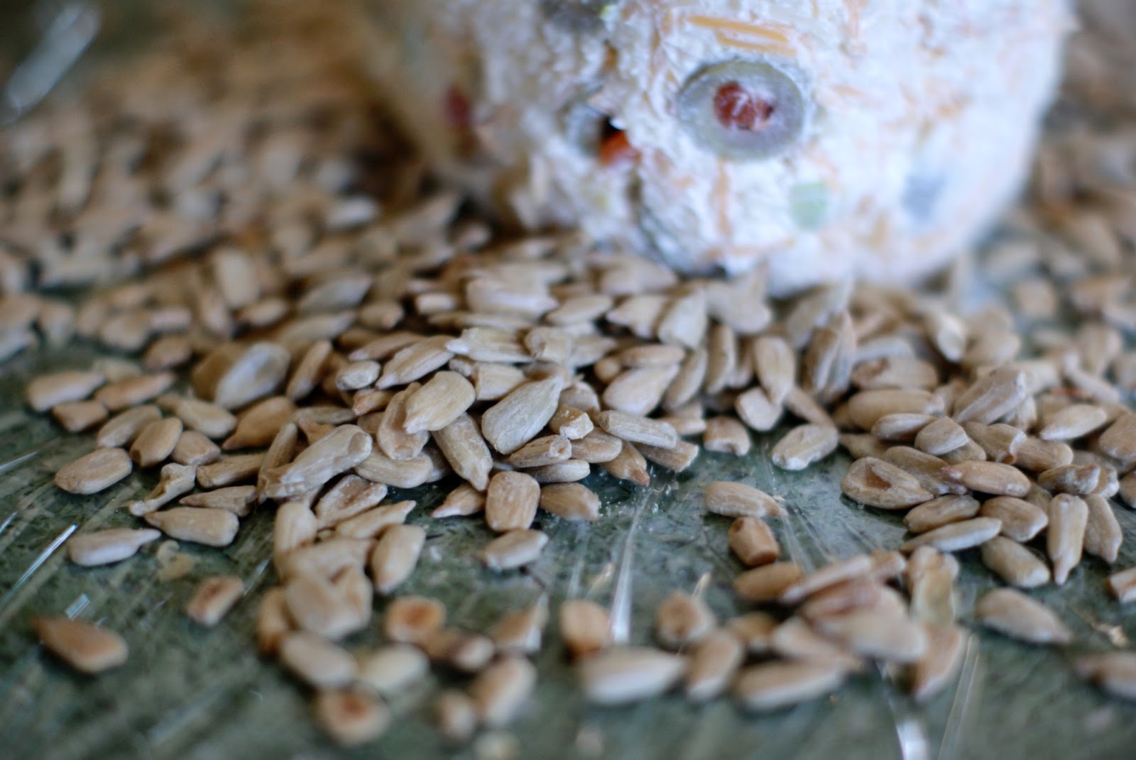 Alice and the Mock Turtle Sunflower Cheese Ball with Olives