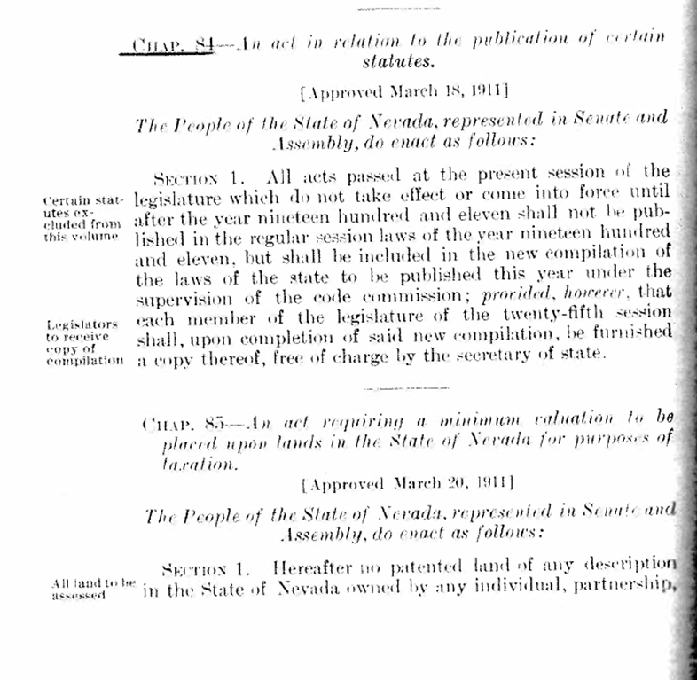 Nevada Supreme Court Law Library Civil Practice Act of 1911, Crimes