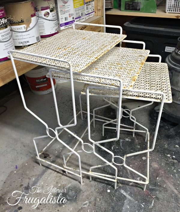 Vintage Patio Wrought Iron Mesh Nesting Tables The Interior Frugalista