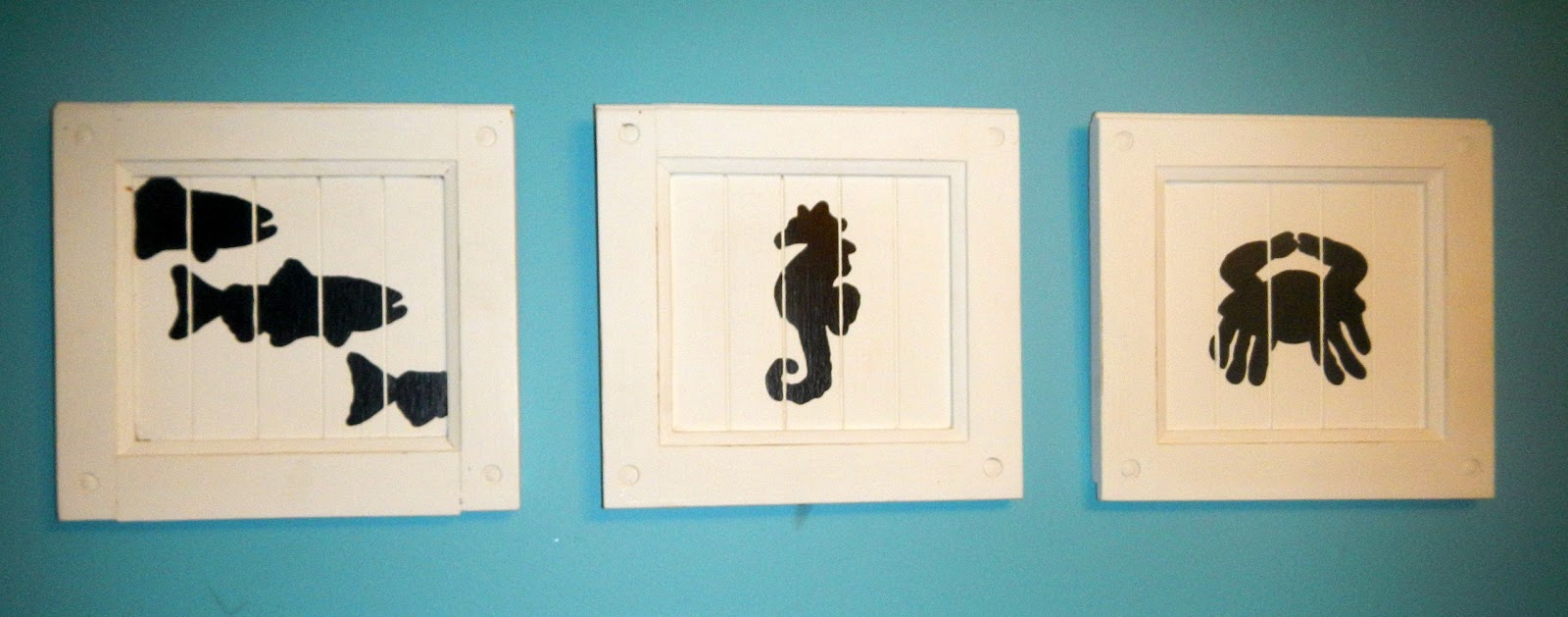 Coastal Bohemian Upcycled Nautical Bathroom Decor Crab Seahorse Fish