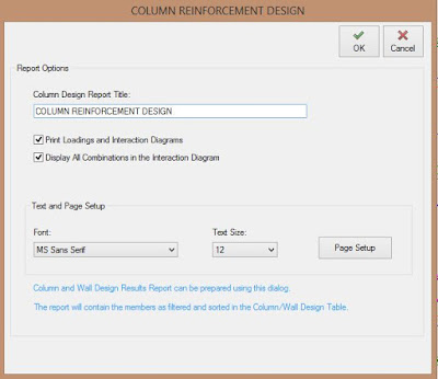Column Reinforcement Design Dialog box