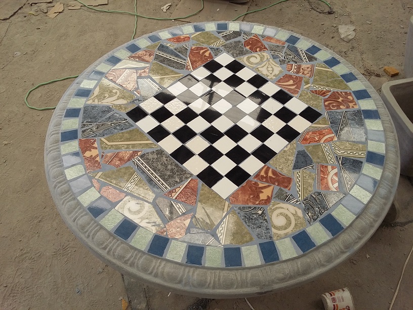 TKT GARDEN Arte en su Jardin: COMEDOR DE CEMENTO/MESA Y BANCAS DE