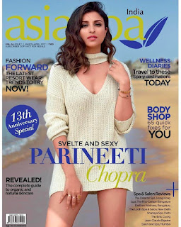 Parineeti Chopra in Lovely Cream One Piece on cover page of Asia Spa India magazine March April 2017