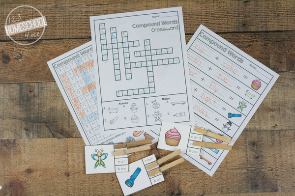 FREE Compound Words Clip Cards & Worksheets