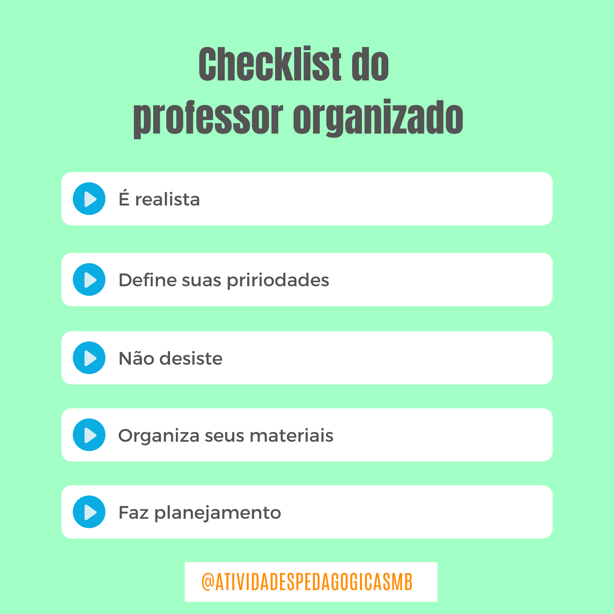 Checklist do professor organizado