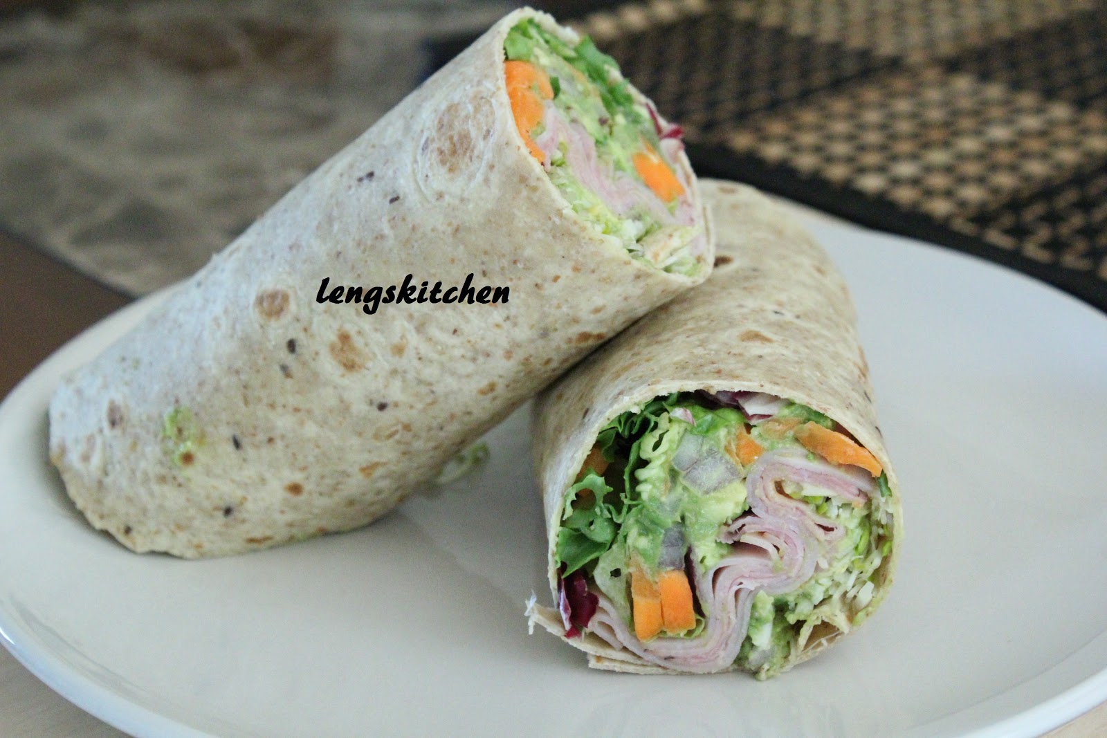 Kitchen Chaos Turkey and Ham Wrap with Simple Guacamole