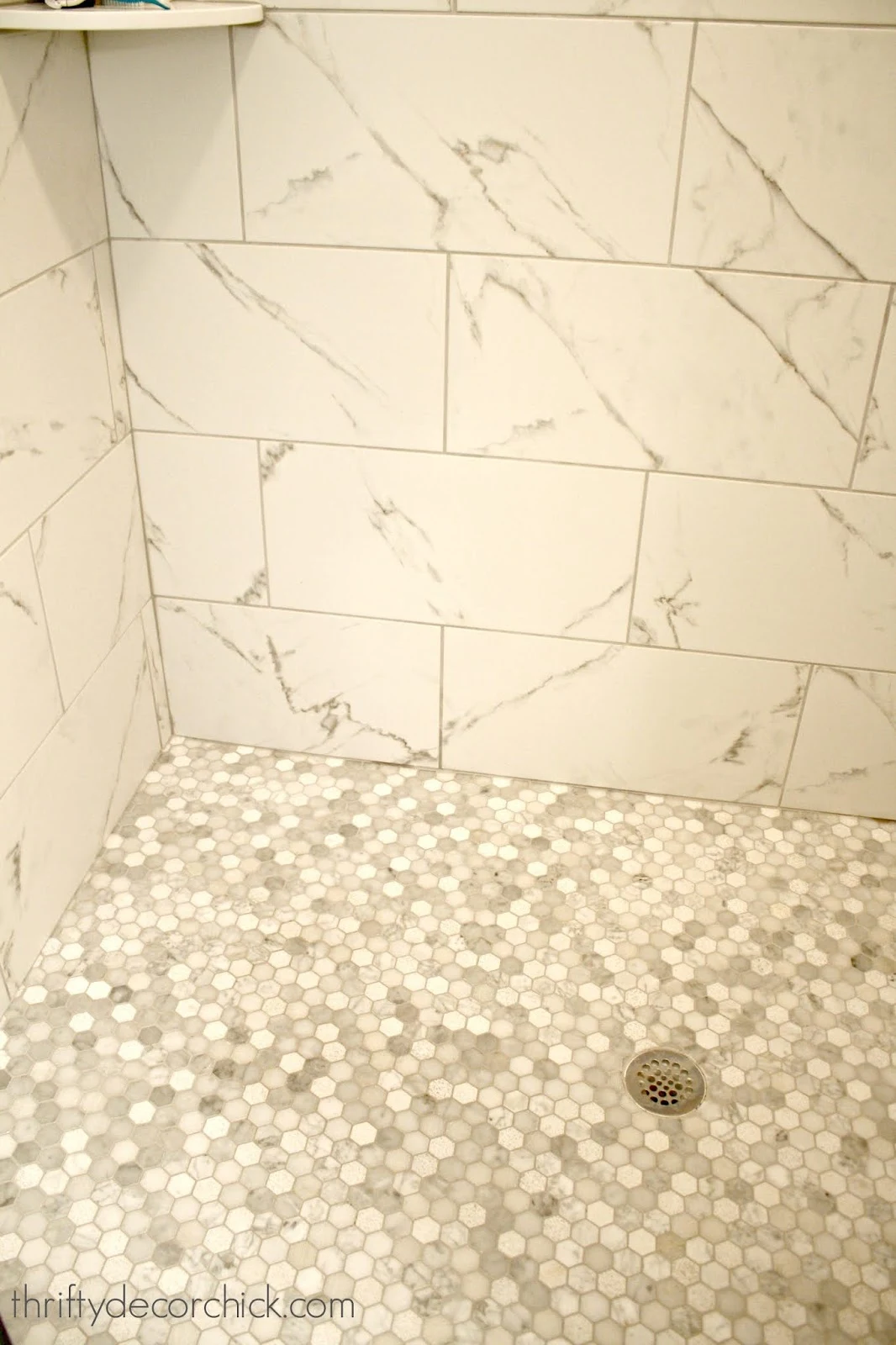 hexagon marble tile shower floor