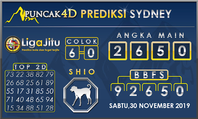 PREDIKSI TOGEL SYDNEY PUNCAK4D 30 NOVEMBER 2019