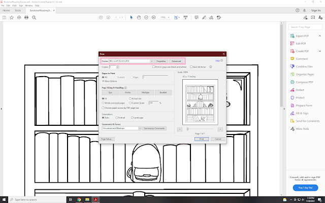 where to find your printer in adobe reader
