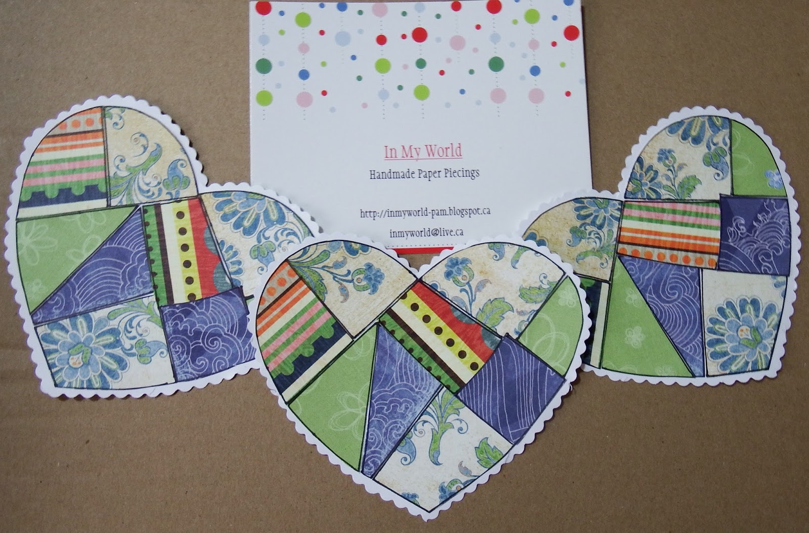 In My World Handmade Paper Piecings Quilted Heart