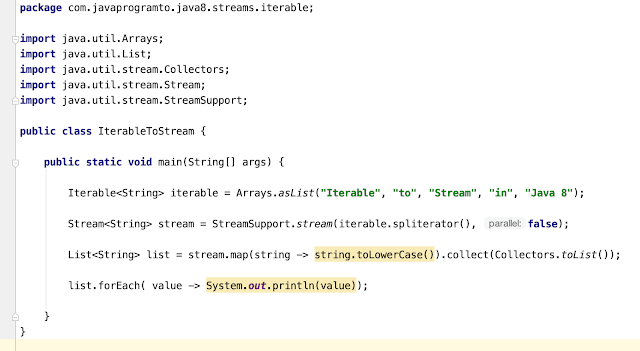 Java 8 – How to convert Iterable to Stream | JavaProgramTo.com