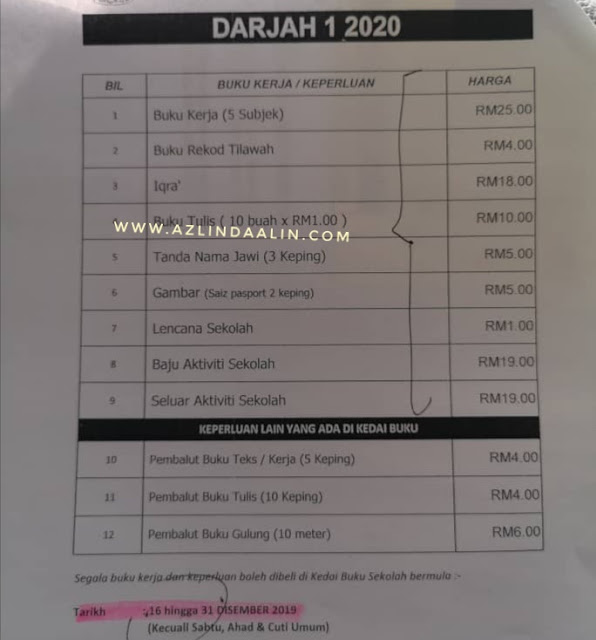 Daftar sekolah darjah 1