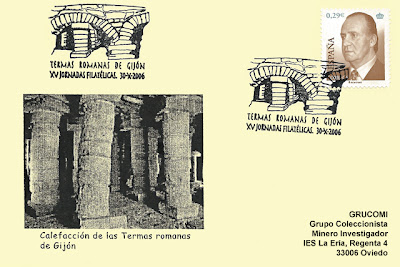 filatelia, tarjeta, matasellos, Gijón, termas romanas