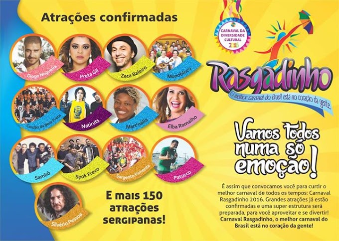 CARNAVAL 2016: Confira a programação do Rasgadinho em Aracaju