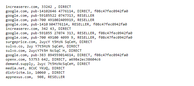 Ads.txt format Ads.txt format