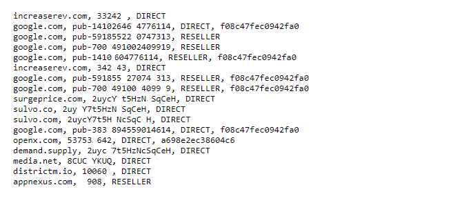 Ads.txt format