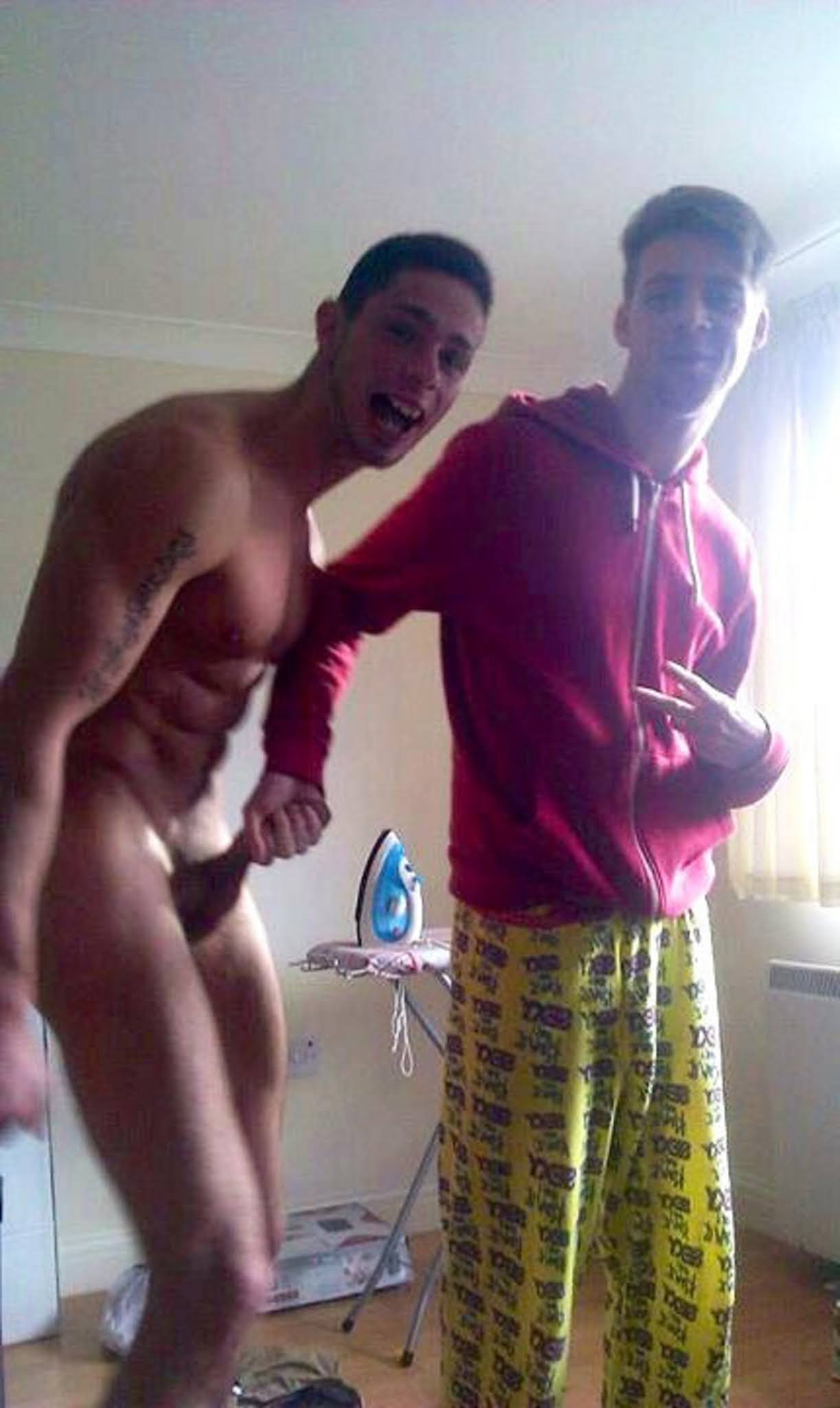 Straight guy touching dick