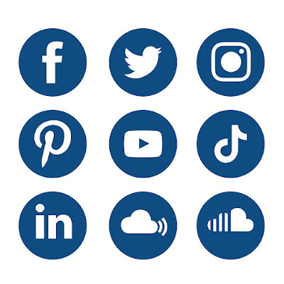 Blue Round Social Media Icons