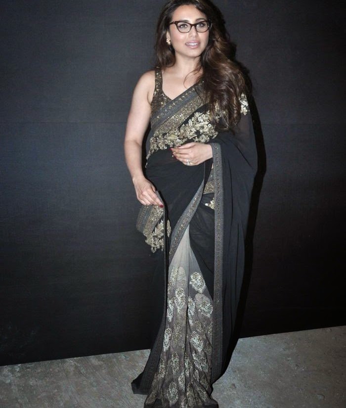 Hindi Actress Rani Mukherjee Photos In Black Saree