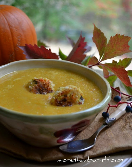 roasted squash soup with leftover turkey or chicken croquettes