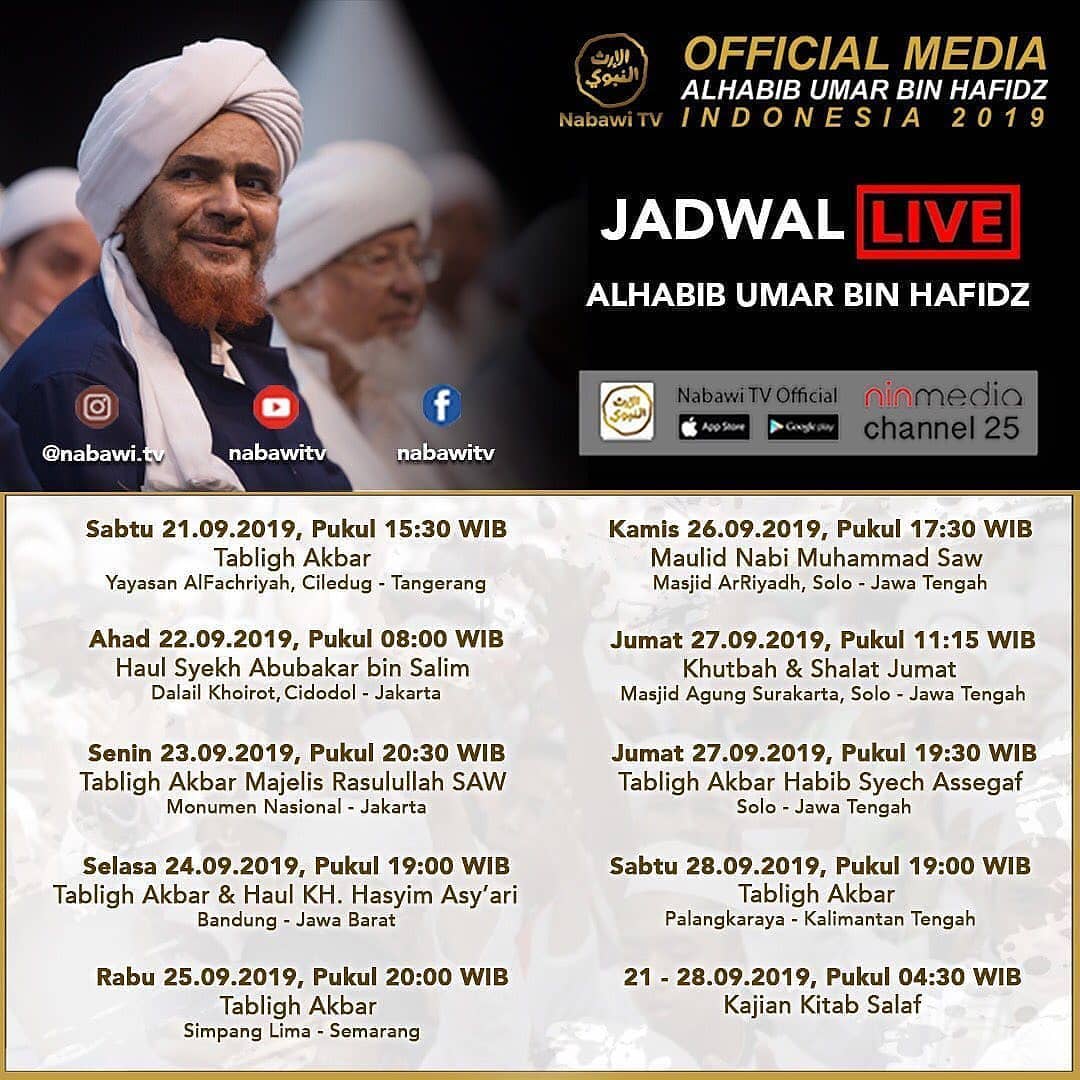 [Terbaru] Jadwal Habib Umar Bin Hafidz di Indonesia (September 2019)