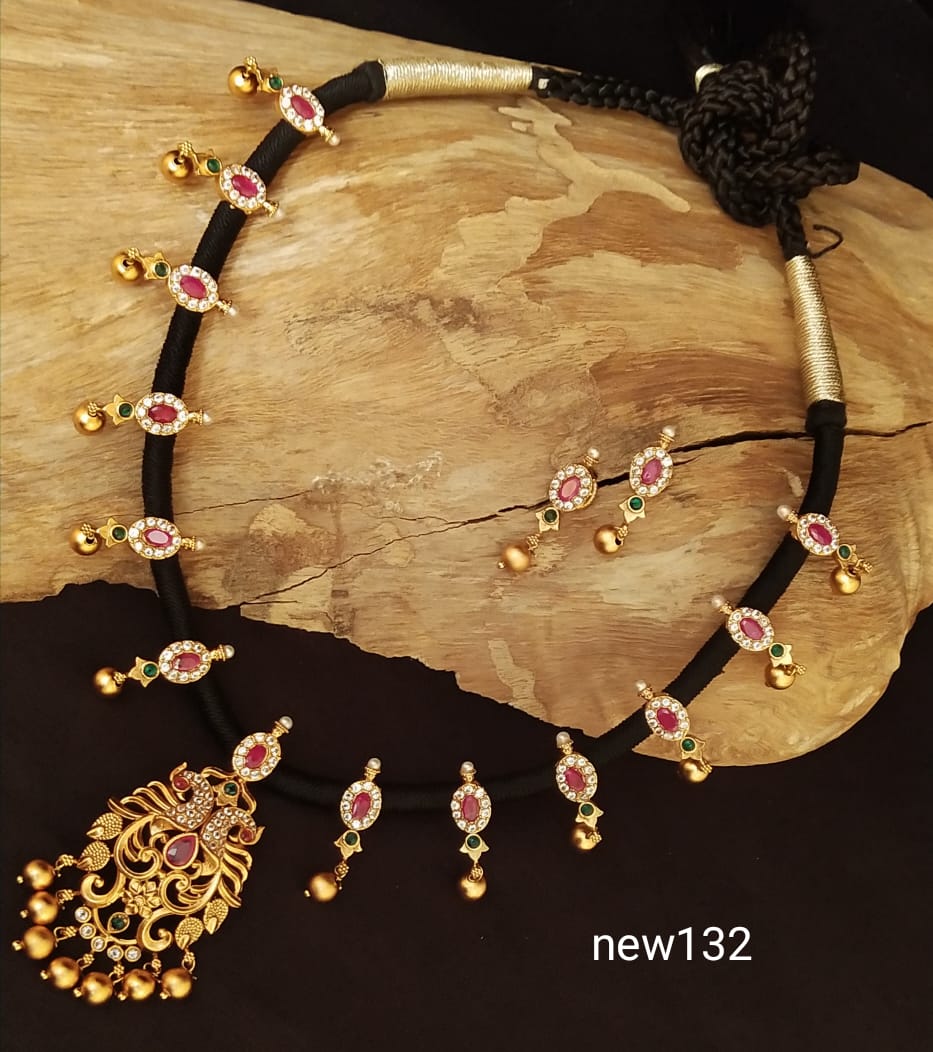 Black Thread Necklace - Indian Jewelry Designs