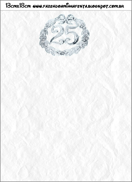 25th. Anniversary: Free Printable Envelope and Cards or Invitations. 
