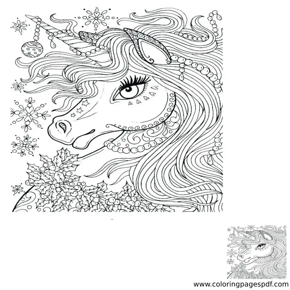 Coloring Page Of A Hard Unicorn Mandala