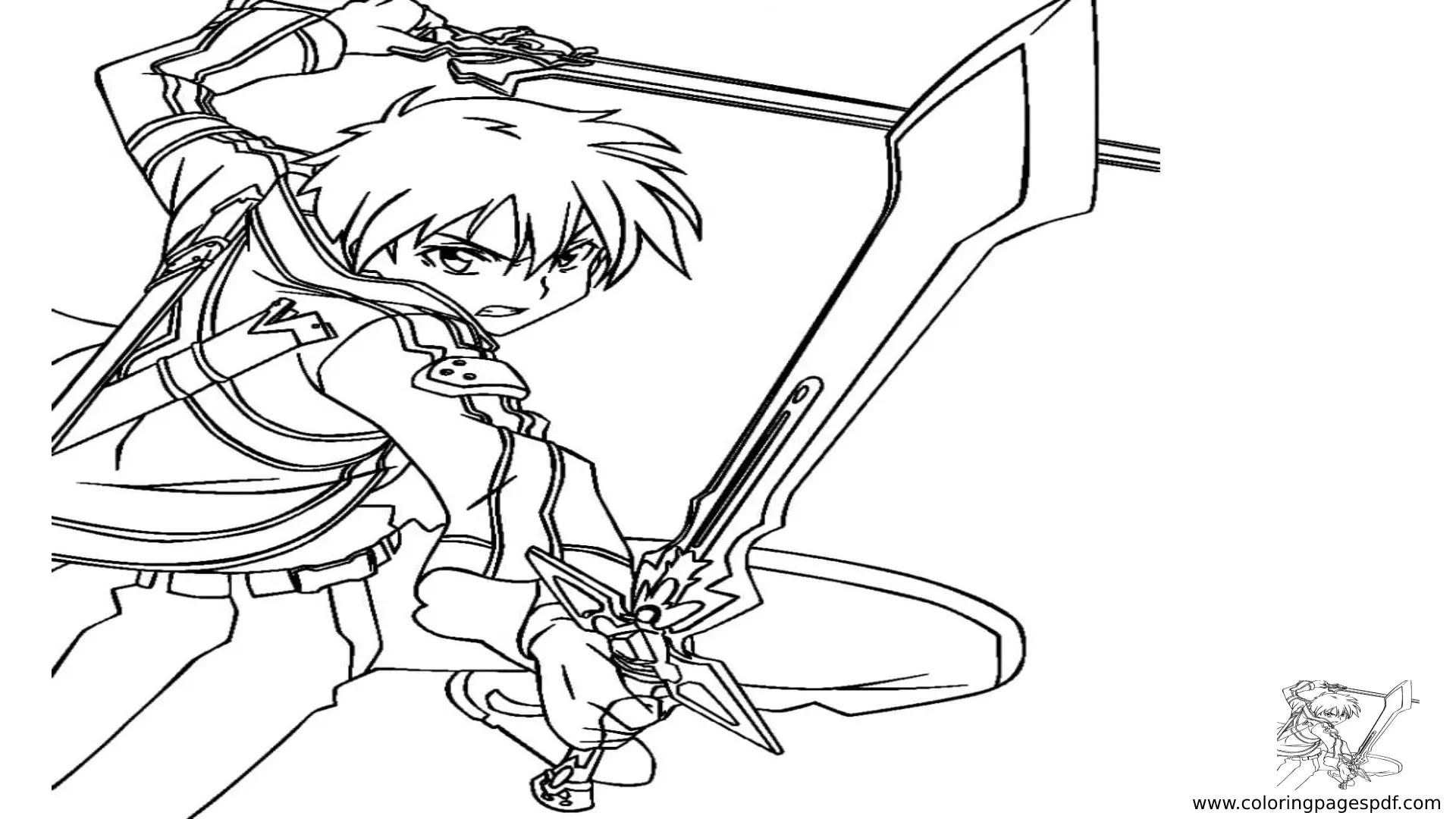 Coloring Page Of Kirito (Sword Art Online)