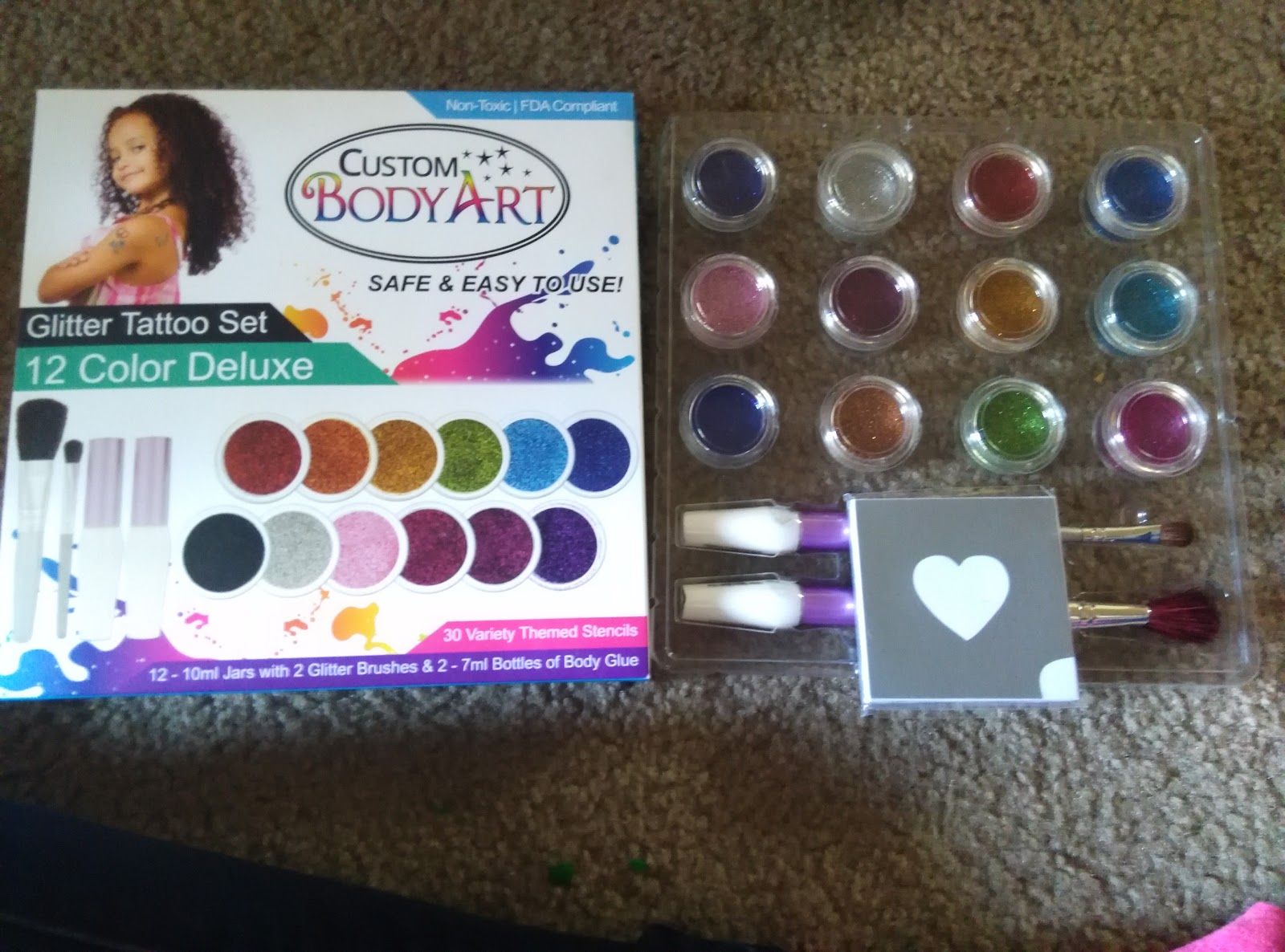 mygreatfinds 12 Color Glitter Tattoo Set From Custom Body Art Review