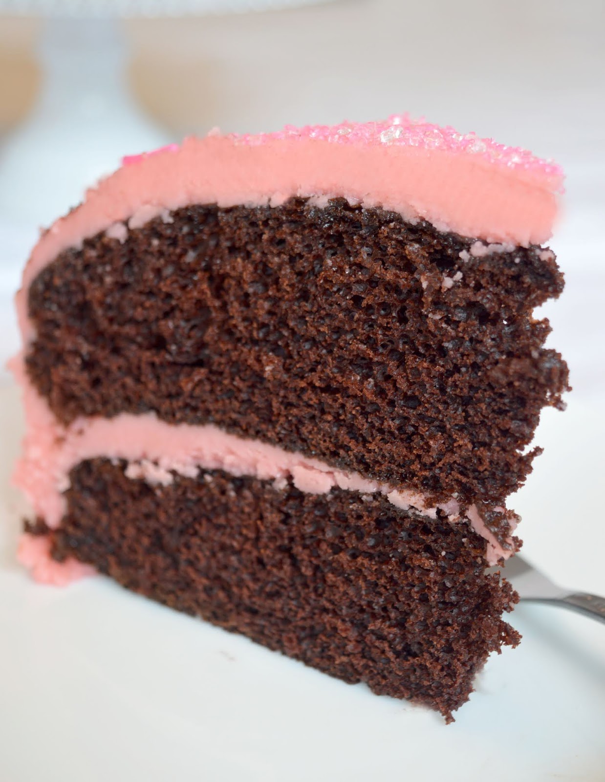Chocolate Cake with Pink Frosting