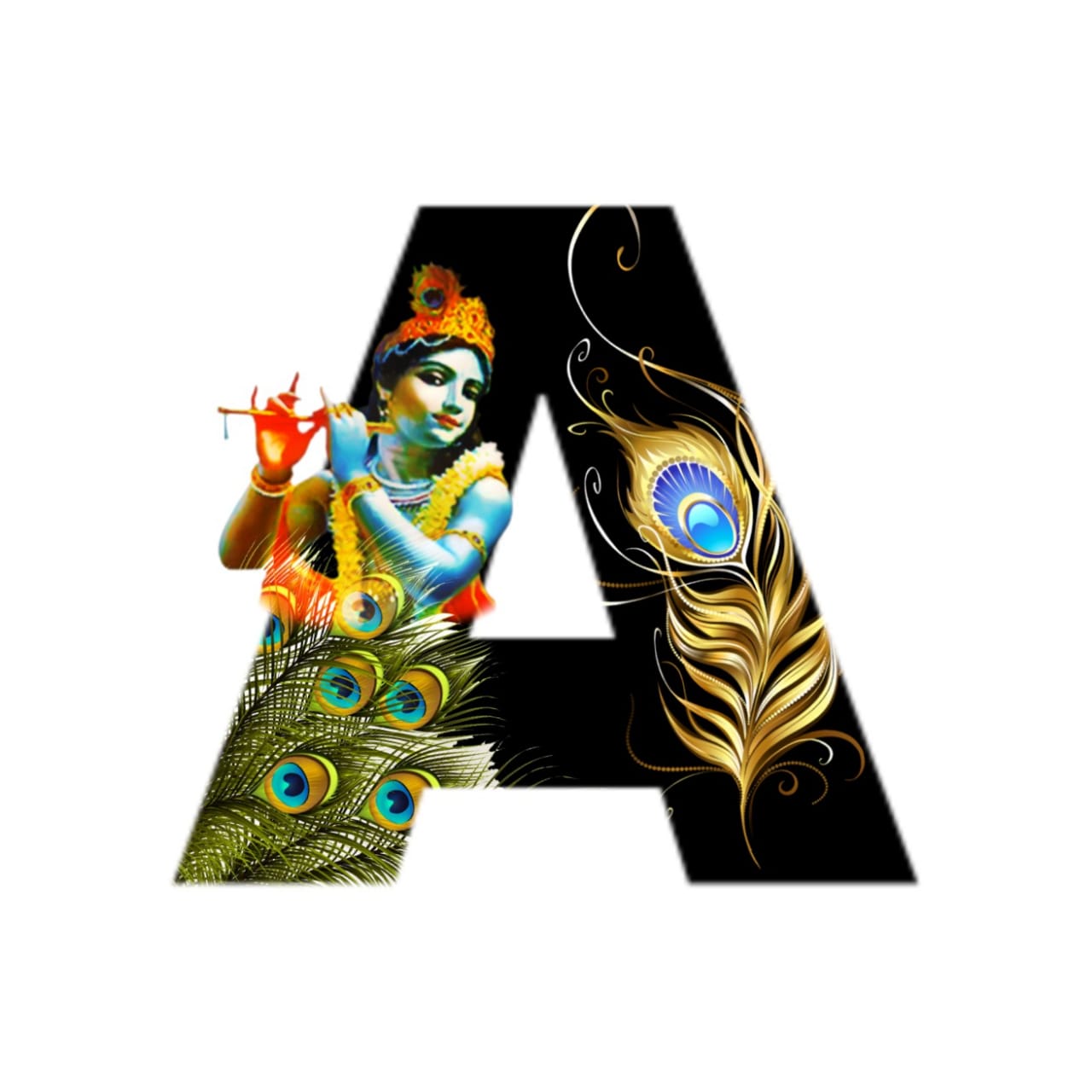 English Alphabets with Lord Krishna Image