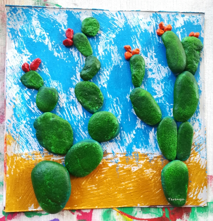 como-hacer-cuadro-cactus-con-piedras