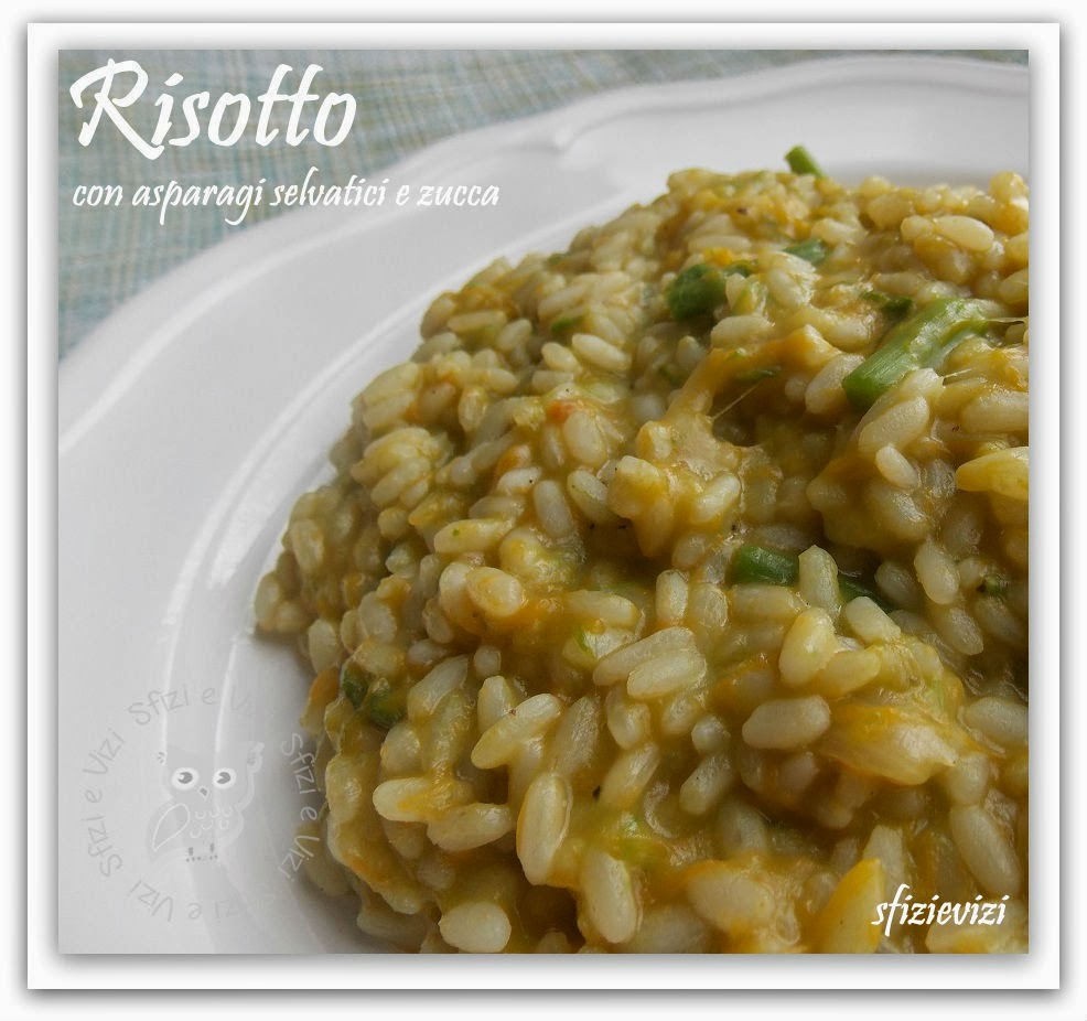 risotto vegetariano con asparagi selvatici e zucca, sano e leggero