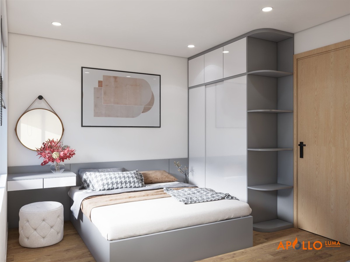 Thiết kế nội thất căn hộ 55m2 (2PN+1) Vinhomes Smart City