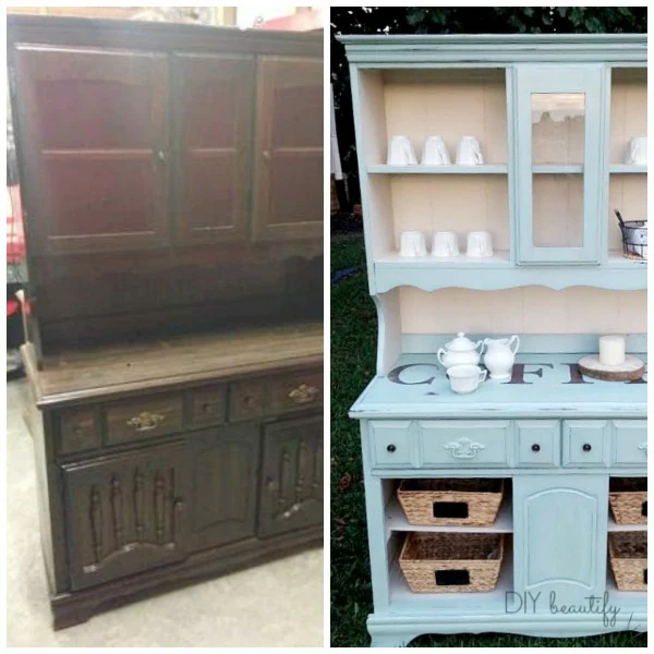 chalky painted hutch before and after