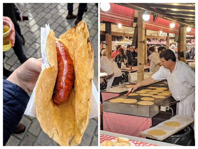 What to eat in Bilbao in winter: talos con chorizo