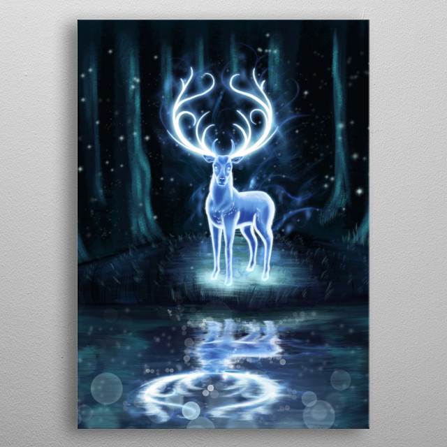 Adventures in the gold Stag Patronus wall art inspired by Harry Potter
