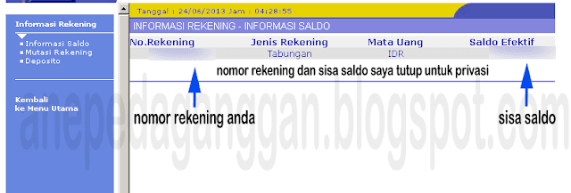 Cek Saldo Melalui Internet Banking/Klik BCA - AnePedagangGan