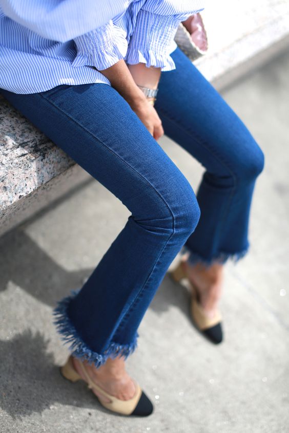 Bartabac - Two Tone Chanel Slingbacks + Frayed Hem Jeans